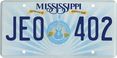 MS license plate JEO402