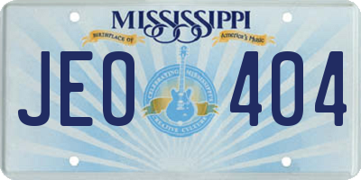 MS license plate JEO404