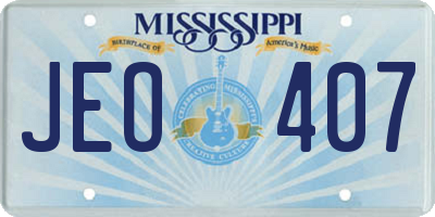 MS license plate JEO407