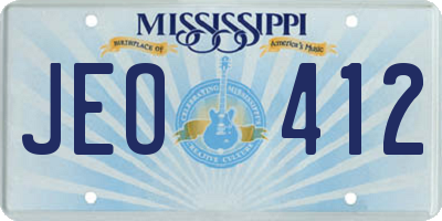 MS license plate JEO412