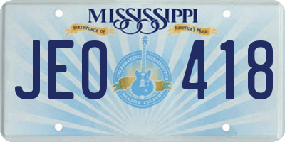 MS license plate JEO418