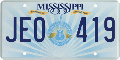 MS license plate JEO419