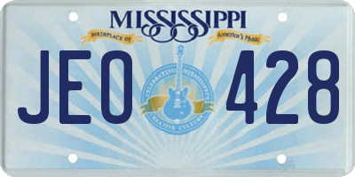 MS license plate JEO428