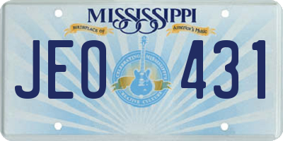 MS license plate JEO431