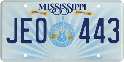 MS license plate JEO443