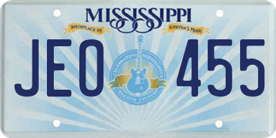 MS license plate JEO455