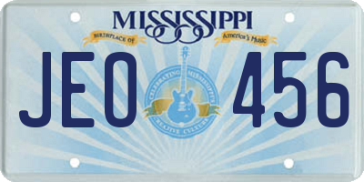 MS license plate JEO456