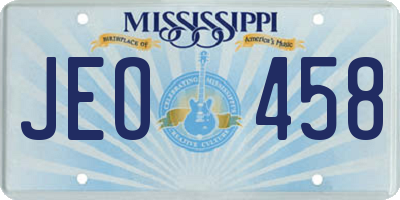MS license plate JEO458