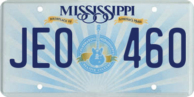 MS license plate JEO460