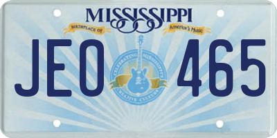 MS license plate JEO465
