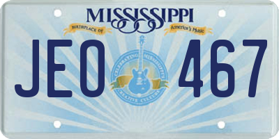 MS license plate JEO467