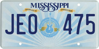 MS license plate JEO475