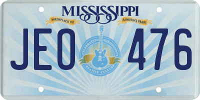 MS license plate JEO476