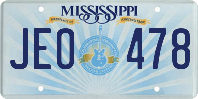 MS license plate JEO478