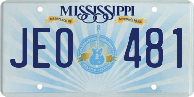 MS license plate JEO481