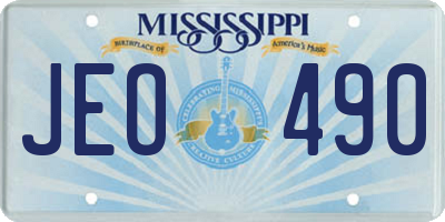 MS license plate JEO490