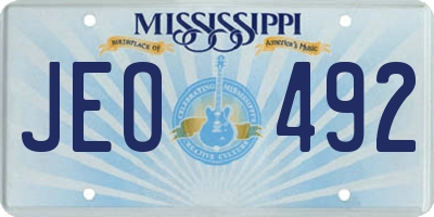 MS license plate JEO492