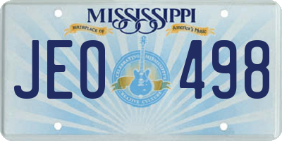 MS license plate JEO498