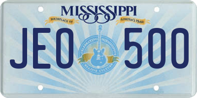 MS license plate JEO500