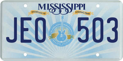 MS license plate JEO503