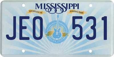 MS license plate JEO531