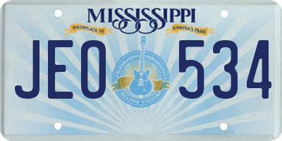 MS license plate JEO534