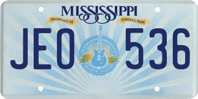 MS license plate JEO536