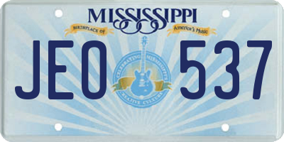 MS license plate JEO537