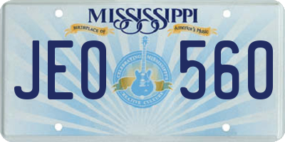 MS license plate JEO560