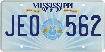 MS license plate JEO562