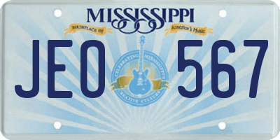 MS license plate JEO567