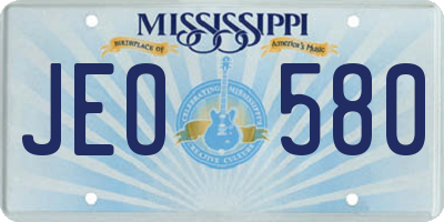 MS license plate JEO580