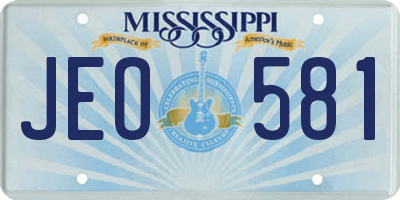 MS license plate JEO581