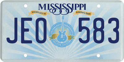 MS license plate JEO583