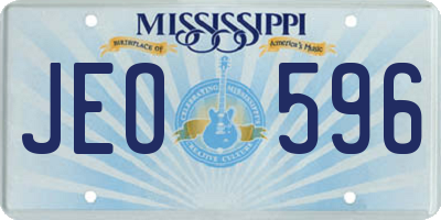 MS license plate JEO596