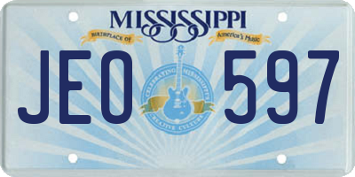 MS license plate JEO597