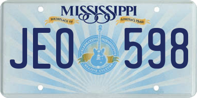 MS license plate JEO598