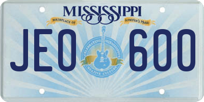 MS license plate JEO600