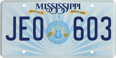 MS license plate JEO603