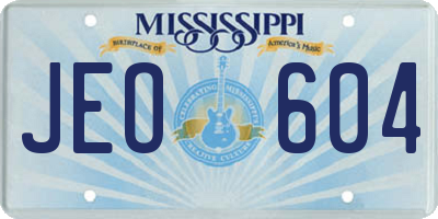 MS license plate JEO604