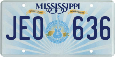 MS license plate JEO636