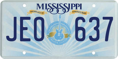 MS license plate JEO637