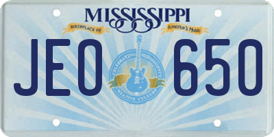 MS license plate JEO650