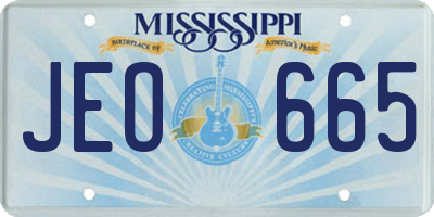 MS license plate JEO665