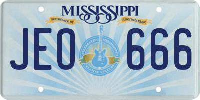 MS license plate JEO666