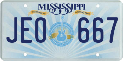 MS license plate JEO667
