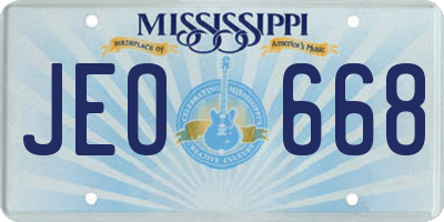 MS license plate JEO668