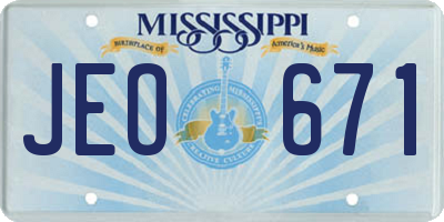 MS license plate JEO671