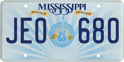 MS license plate JEO680
