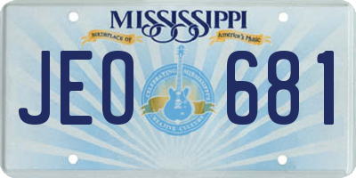 MS license plate JEO681